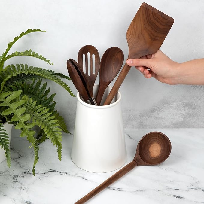 Salt & York 5-piece Walnut Wooden Kitchen Utensil Set - Image 7
