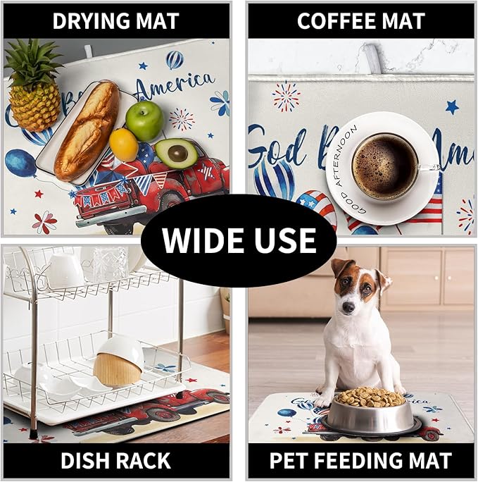 4th of July Drying Mat for Kitchen Counter 16 x 18 US Independence Day - Image 7