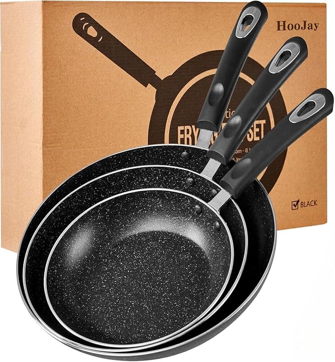 Nonstick Frying Pan Set-3-Pieces Skillet Set Induction Compatible, 8 Inch by HooJay
