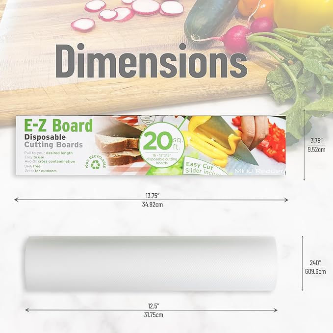 Mind Reader E-Z Board Disposable Plastic Cutting Board, 20 sf, 13.78"L x 3.35"W - Image 2