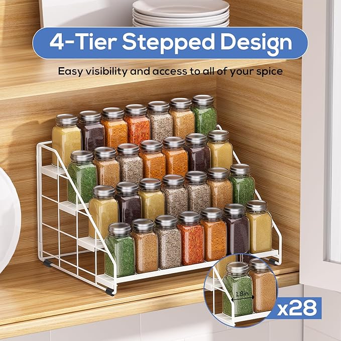 Spice Rack Organizer for Cabinet, 4 Tiered Spice Rack Organizer, Tiered - Image 3