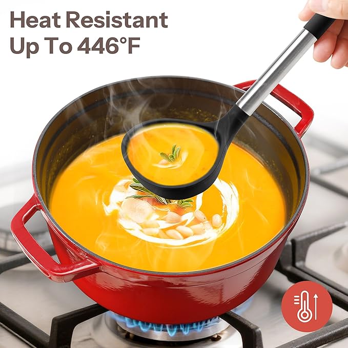 NCUE Silicone Cooking Utensils Set, Food Grade Silicone and Stainless Steel - Image 4