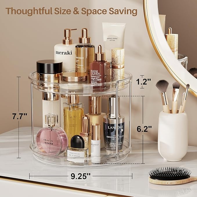 LAMU 3 Pack 2 Tier Lazy Susan Turntable Organizer 9.25'' Rotating Spice Rack - Image 3