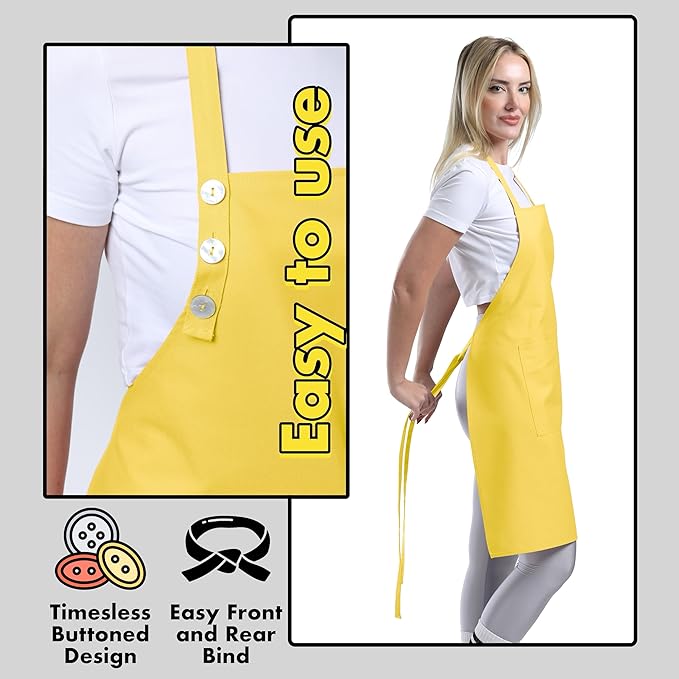 TOSHE Kitchen Apron Waterdrop Resistant Cotton Apron - Image 6
