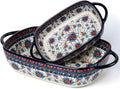 Baking Dish Ceramic Baking Pan Blue Casserole Dish Rectangular Baking Set 2pcs by ONECCI