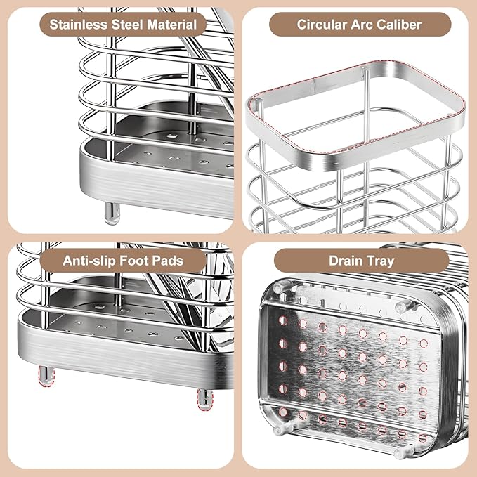 Utensil Holder, Stainless Steel Utensil Drying Rack - Image 3