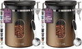 Veken Coffee Canister with Window, Airtight Stainless Steel Kitchen Food by Veken