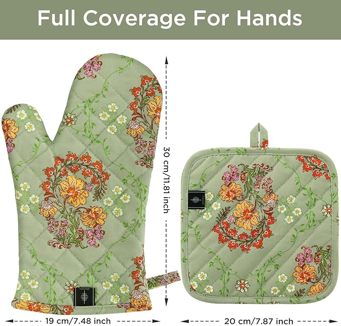 BONTHEE Oven Gloves Heat Resistant Potholder Set Oven Gloves - Image 2