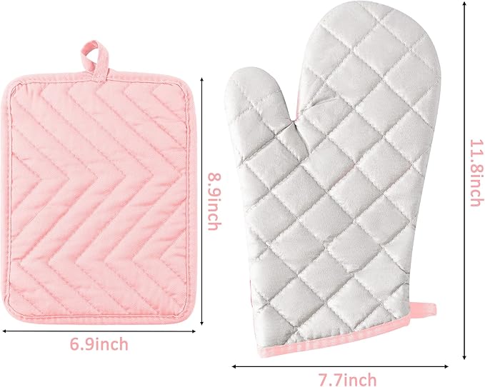 GROBRO7 6Pcs Cotton Oven Mitts and Pot Holders Set Heat Resistant Hot Pads - Image 2