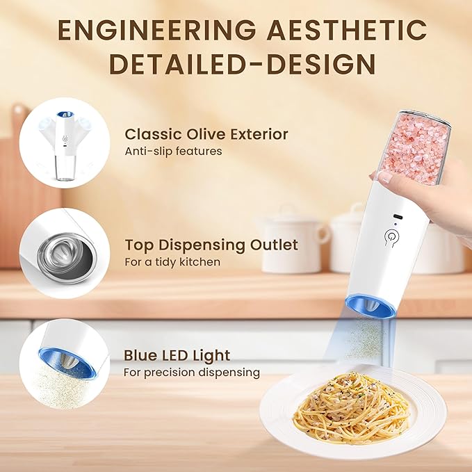 Rechargeable Electric Salt And Pepper Grinder Set, Automatic Gravity Electric - Image 4