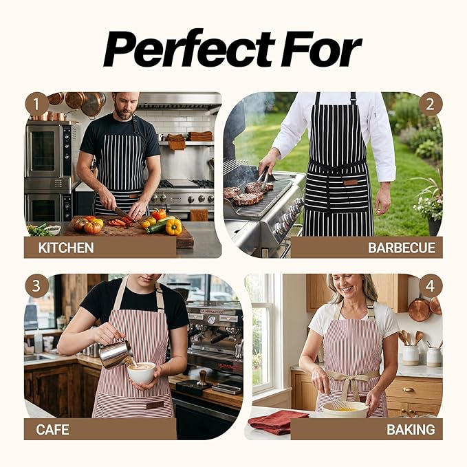 2Pack Adjustable Kitchen Apron for Women Men - Image 7