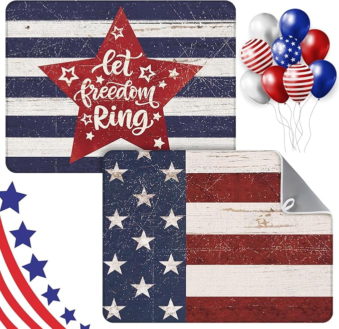 SiliFine 2 Pcs 4th of July Dish Drying Mat by SiliFine