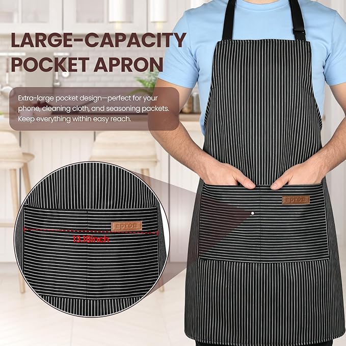 Serrenf 2 Pack Apron, Cooking Kitchen Aprons, Adjustable Bib Apron - Image 2