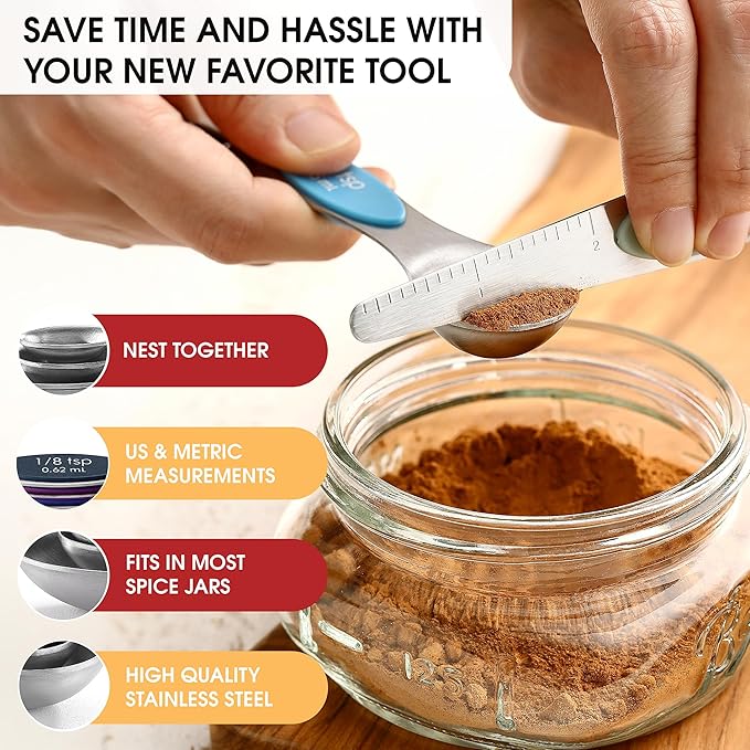 Spring Chef Stainless Steel Magnetic Measuring Spoons Set of 8 - Image 6