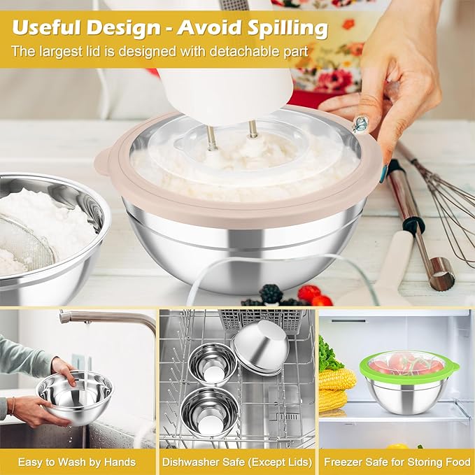 TeamFar Mixing Bowls, For Kitchen Mixing/Baking/Storing/Prepping, Visible & - Image 4