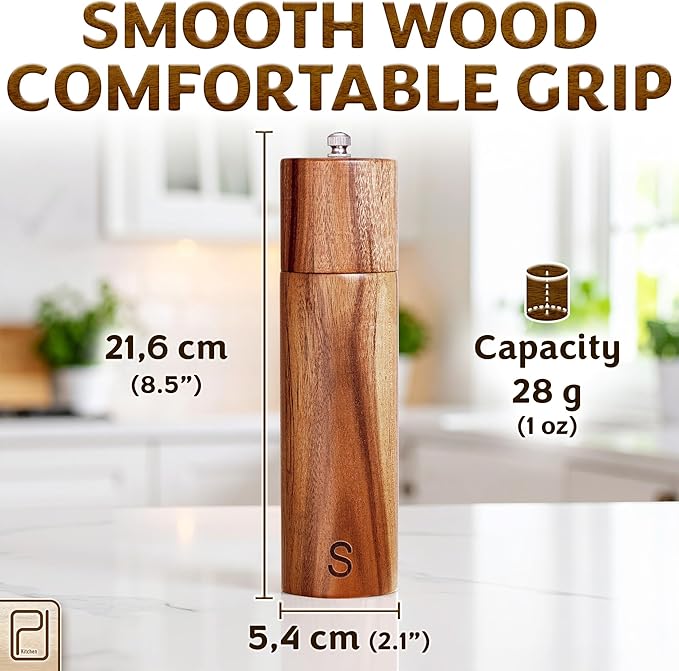 Premium Wooden Salt and Pepper Grinder Set - 28 g / 1 oz each - Image 5
