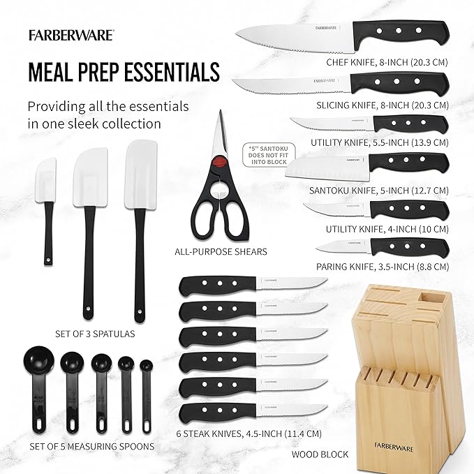 Farberware 22-Piece Never Needs Sharpening Triple Rivet High-Carbon Stainless - Image 2
