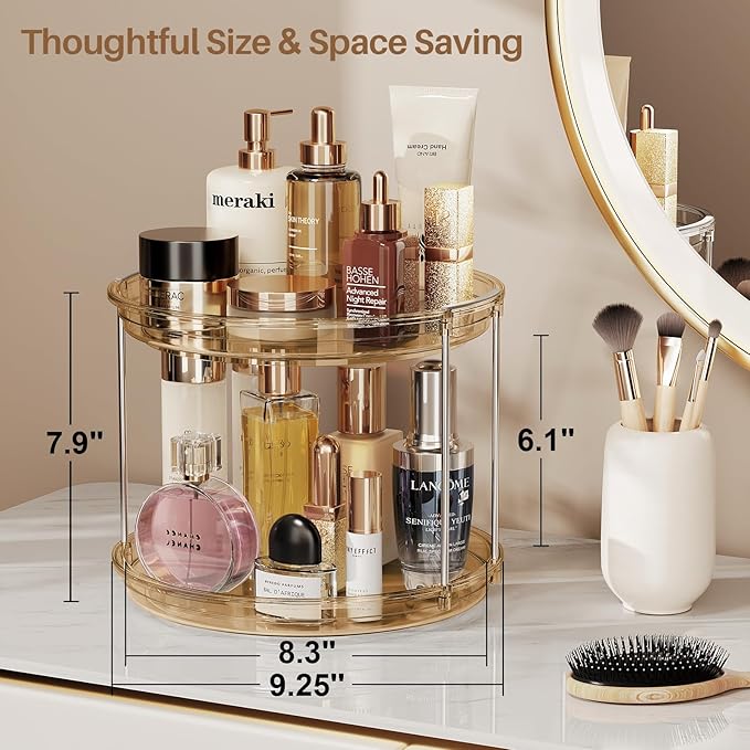 LAMU 2 Pack 2 Tier Lazy Susan Turntable Organizer 9.25'' Rotating Spice Rack - Image 5