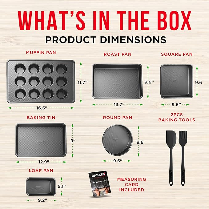 Bakeware Set – 8 Piece – Non-Stick Professional Home Bakeware – Multi Sized - Image 6