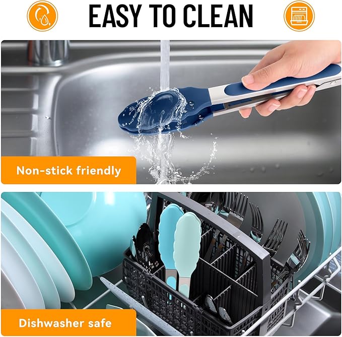 Hotec Silicone Kitchen Tongs for Cooking 9-Inch Serving Tongs - Image 8