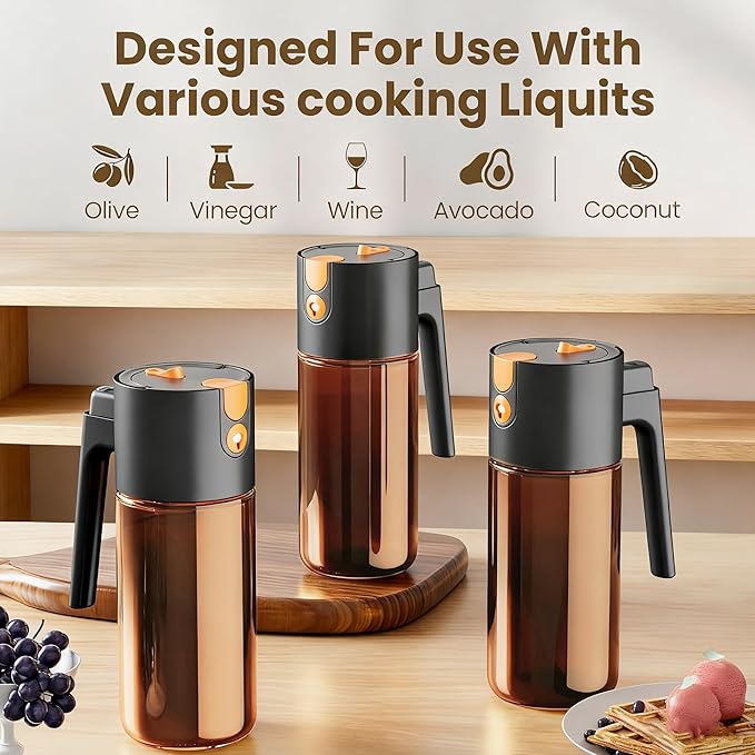 Olive Oil Spray Bottle Dispenser, 2-in-1 Glass Material Kitchen Cooking Oil - Image 8