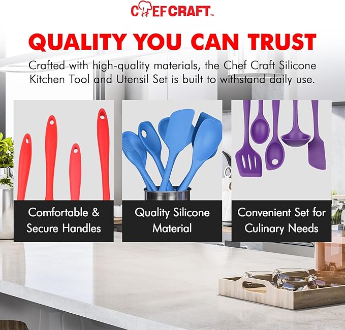 Chef Craft - Premium Silicone Kitchen Tools and Utensils Set, Non-Scratch - Image 6