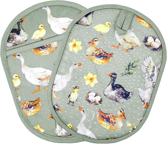 Pot Holders Set of 2 with Transparent Clear Silicone Shell and Nice Duck Flower - Image 8