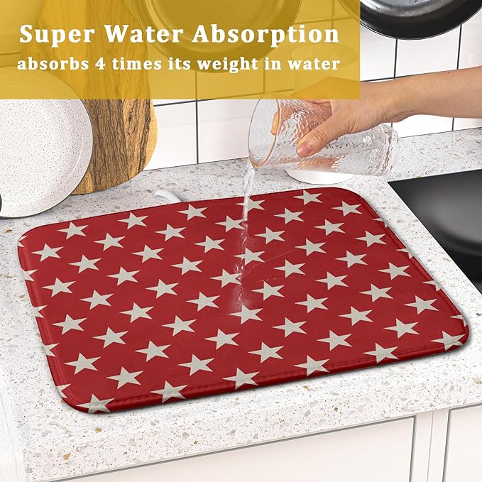 Patriotic July of 4th Red Star Dish Drying Mat - Image 7