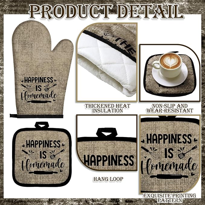 Leinuosen 8 Pcs Kitchen Towels and Oven Mitts Sets Pot Holders Dishcloths Set - Image 6