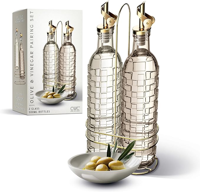 COOK WITH COLOR Glass Olive Oil Bottle Dispenser by CookwithColor