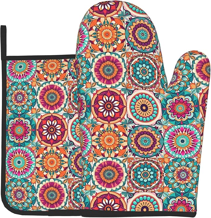 Boho Oven Mitts and Pot Holders by DZGlobal
