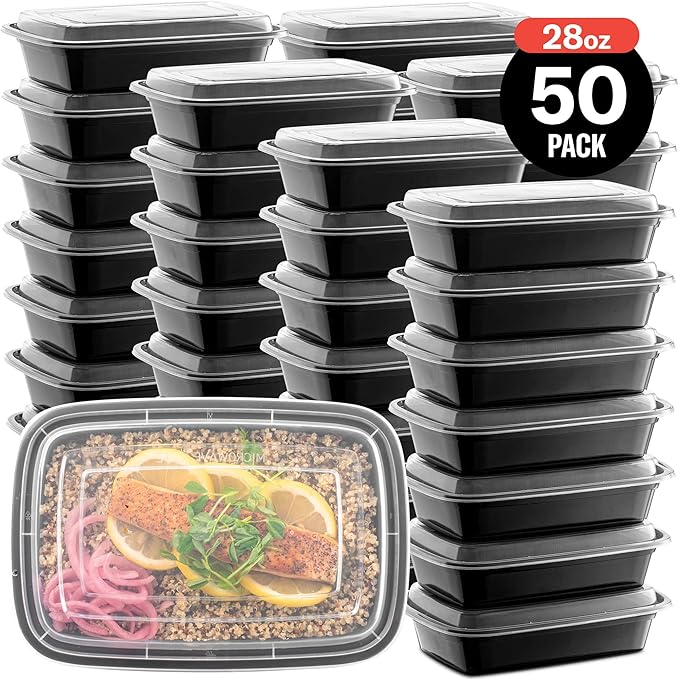 50-Pack Reusable Meal Prep Containers Microwave Safe Food Storage Containers - Image 7