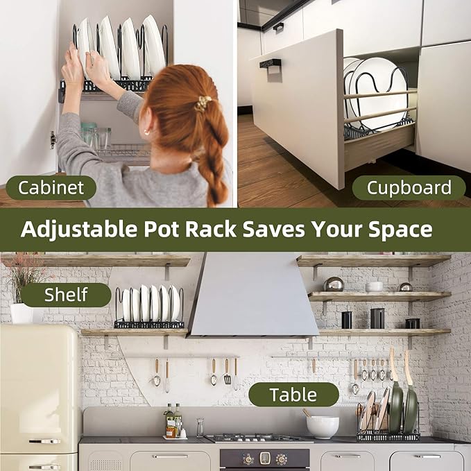ROOHUA Pot Rack -Expandable Pan Organizer - Image 6