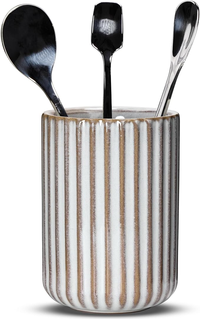 Ceramic Spoon Holder for Coffee Bar, Upright Tea Spoon Holder Cup, Coffee by U-TIMES