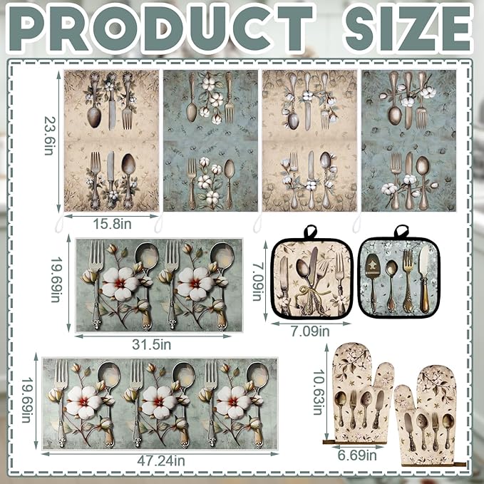 Fourluoo 10 Pcs Farmhouse Kitchen Decor and Accessories Set 4 Kitchen Towels 2 - Image 3