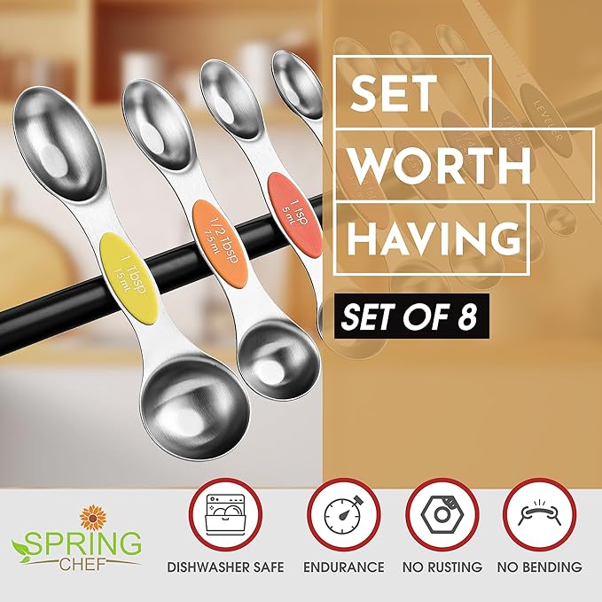 Spring Chef Stainless Steel Magnetic Measuring Spoons Set of 8 - Image 2