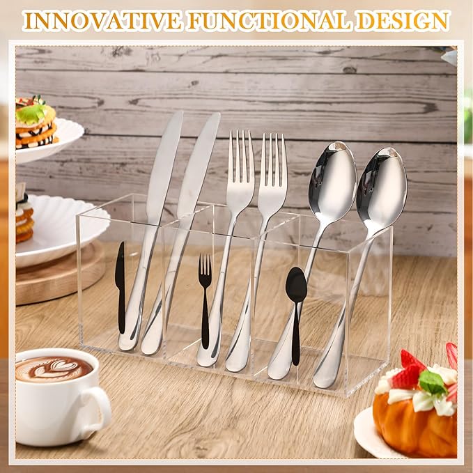 Suzile Acrylic Cutlery Storage Organizer Bin Silverware Caddy Countertop Knife - Image 4