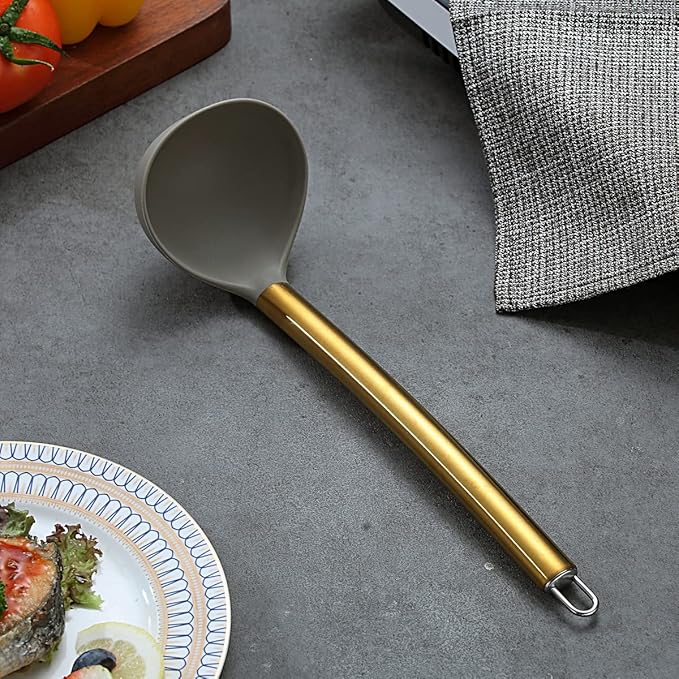 Gold Ladle, Berglander Non-stick Silicone Kitchen Ladle - Image 2