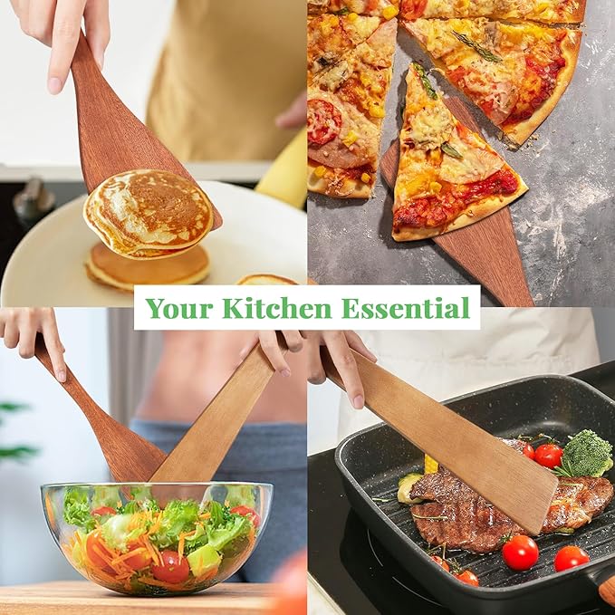 3Pcs Wooden Spatulas, 12inch Long Handle Flat Spatula Set - Image 6