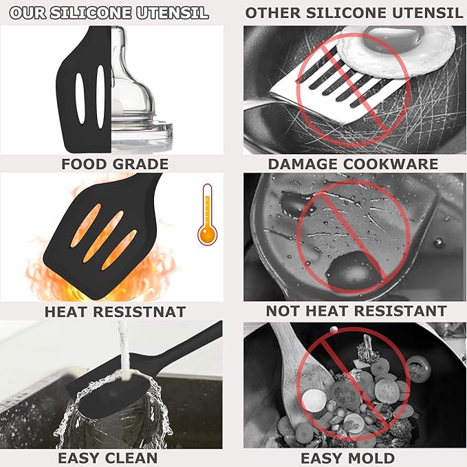 Silicone Kitchen Cooking Utensils Set Kitchen Spatula Set - Image 5
