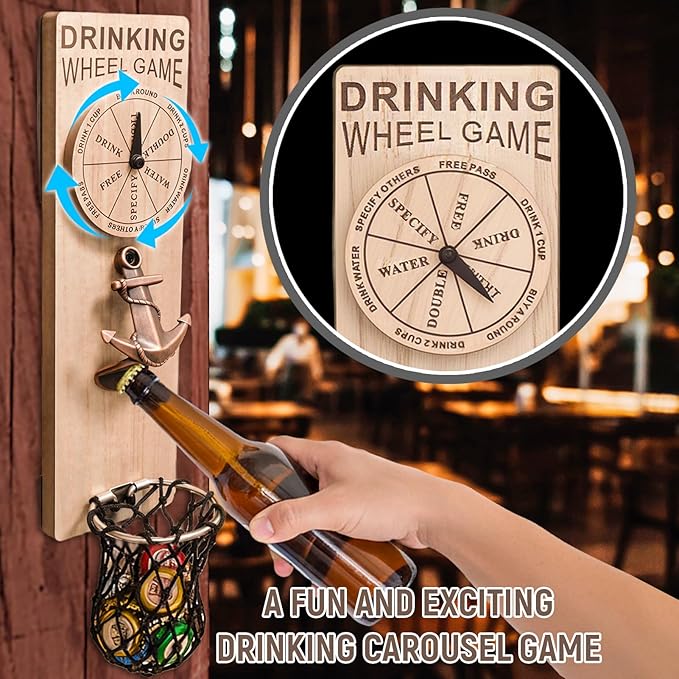 Magnetic Bottle Openers with Catcher, Wall Mounted Wooden Beer Bottle Opener - Image 2