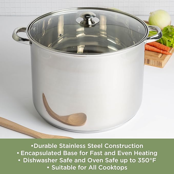 Ecolution Stainless Steel Stock Pot, Encapsulated Induction Ready Cooking Pot - Image 3