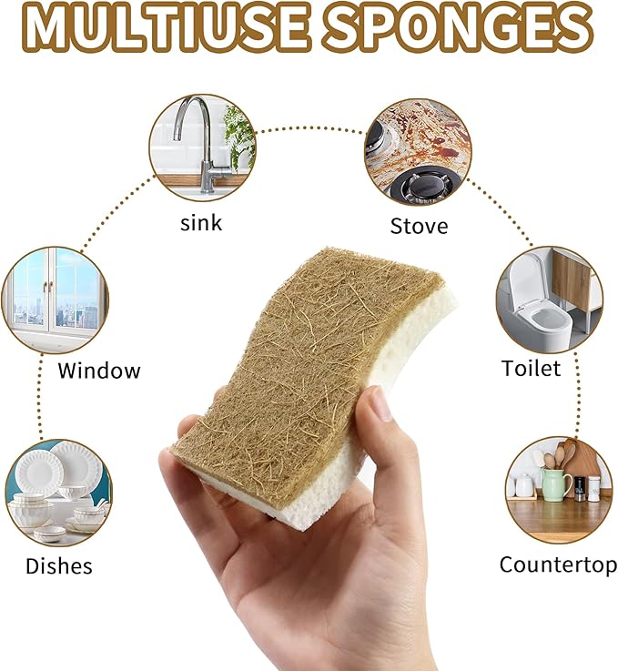Natural Kitchen Sponges, Biodegradable & Compostable | Non-Scratch Cellulose - Image 7