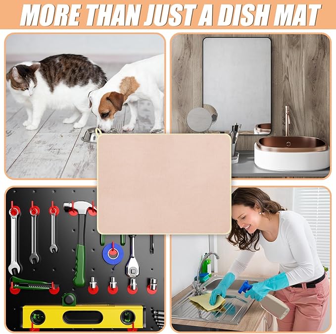 Hushee 2 Pack Extra Large Dish Drying Mat Microfiber Absorbent Dish Drying Pad - Image 6