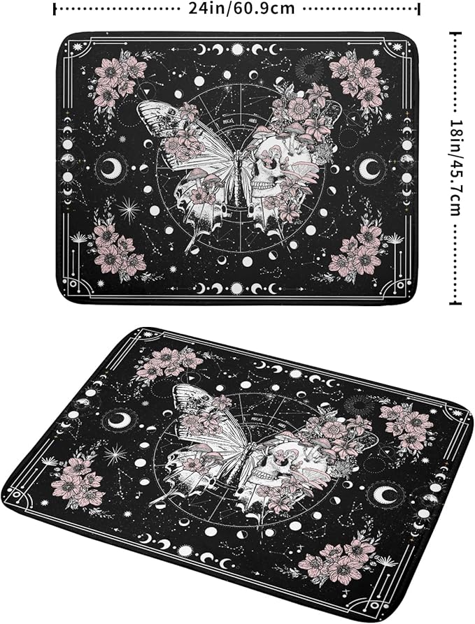 Skeleton Butterfly Dish Drying Mat Black Skull Absorbent Dish Drainer - Image 2