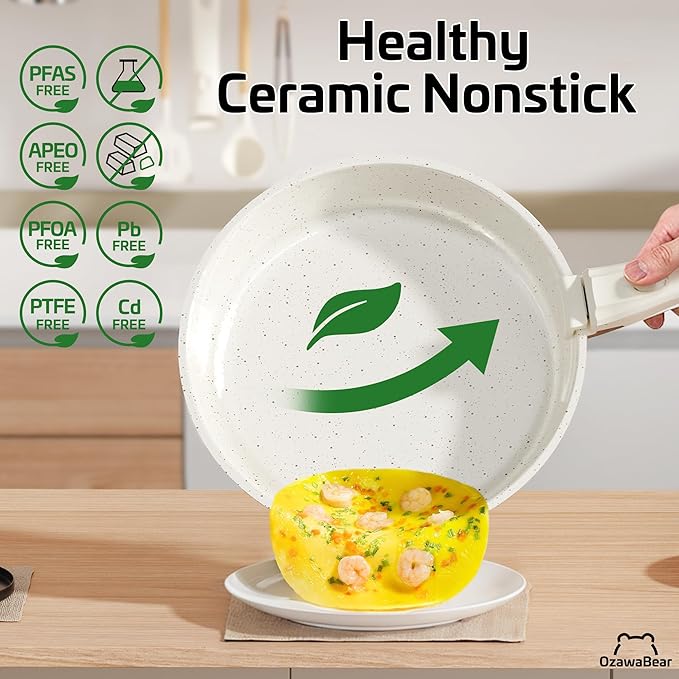 23 Pcs Pots and Pans Set Non Stick, Ceramic Cookware Set Non Toxic - Image 3