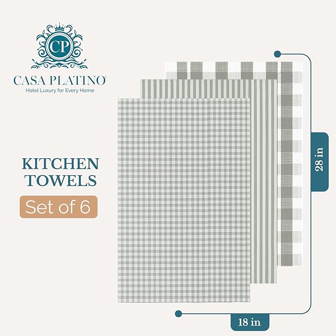 Casa Platino Hand Towels for Kitchen Set of 6 – 100% Cotton 18"x28" Kitchen - Image 2