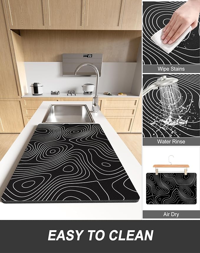 Rnivvi Dish Drying Mat for Kitchen Counter, XL 15 x 24" Cute Marble Super - Image 6
