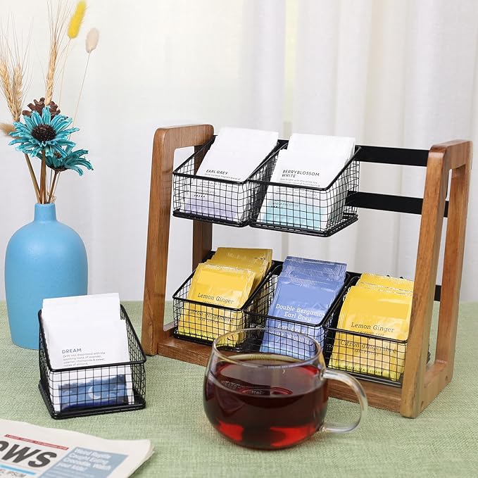 HTB 2 Tier Tea Organizer for Tea Bags, Tea Bag Holder - Image 3