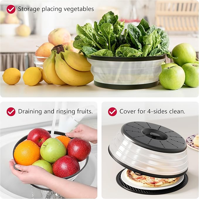 WVM Microwave Splatter Cover & Mat, Vented Collapsible Splatter Guard dish - Image 5